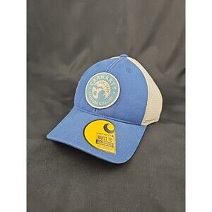 Carhartt Hat Cap Snap Back Blue White Mens Trucker Outdoor Michigan Mesh NWT